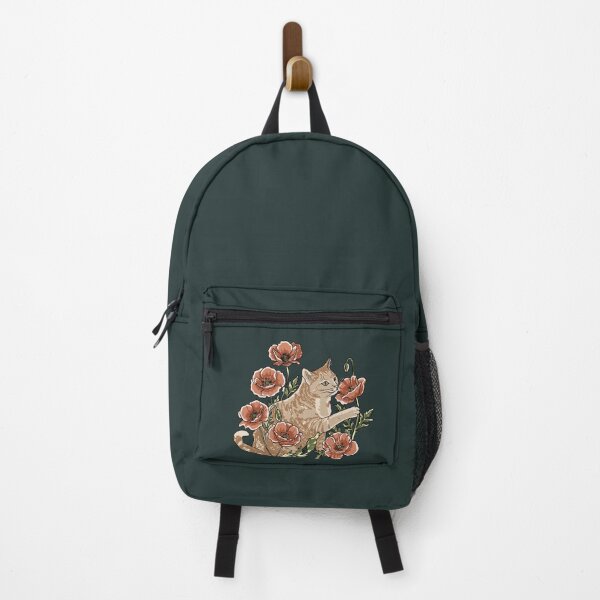 Item preview, Cottagecore Cat in Red Poppies Botanical Floral Art designed and sold by LeshanArt.