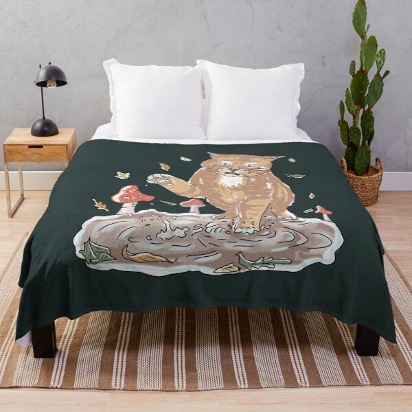 Item preview, Cat in Muddy Puddle Funny Autumn Cottagecore Mushroom Art designed and sold by LeshanArt.