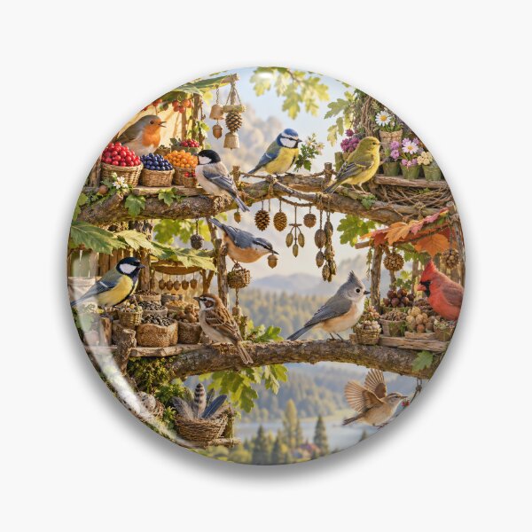 Item preview, Whimsical Bird Market in the Trees designed and sold by ArcaneVisionArt.