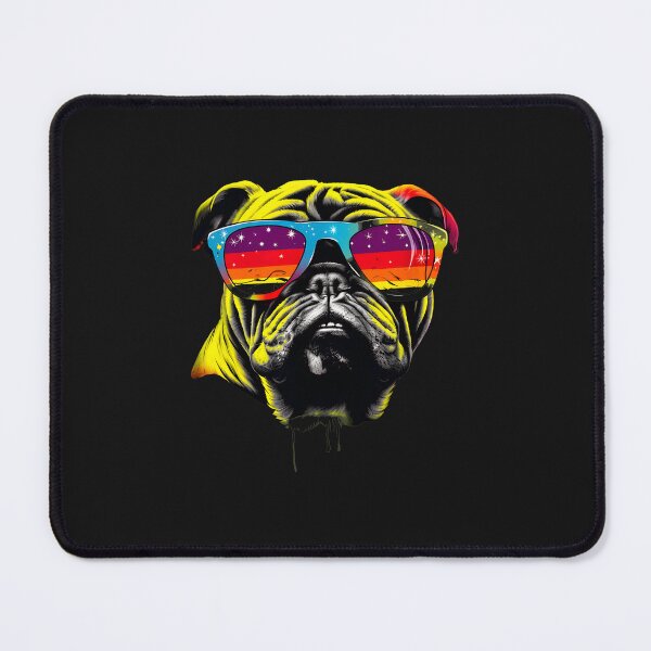 Item preview, Cool Bulldog with Rainbow Starry Sky Sunglasses designed and sold by YarningsandYear.