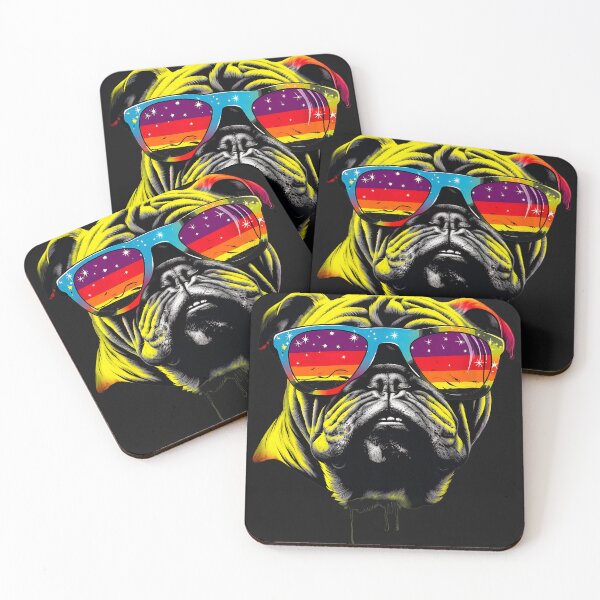 Item preview, Cool Bulldog with Rainbow Starry Sky Sunglasses designed and sold by YarningsandYear.