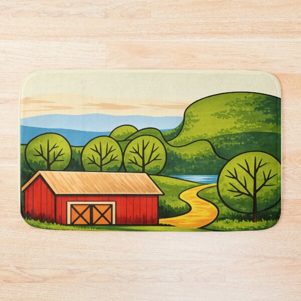 Item preview, Peaceful Countryside Barn Illustration designed and sold by blankTeeShirt.