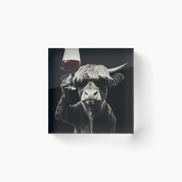 Item preview, Cool Highland Cow with Wine and Sunglasses designed and sold by YarningsandYear.