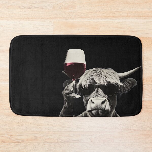 Item preview, Cool Highland Cow with Wine and Sunglasses designed and sold by YarningsandYear.