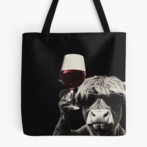 Item preview, Cool Highland Cow with Wine and Sunglasses designed and sold by YarningsandYear.