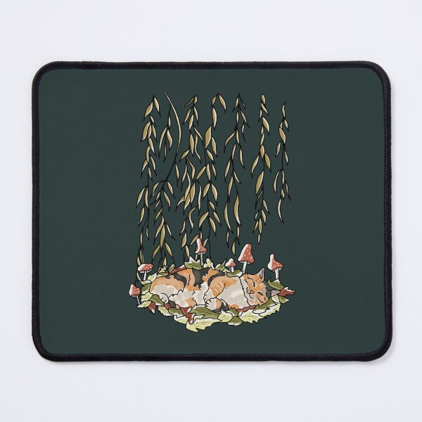 Item preview, Cottagecore Cat Goblincore Sleeping under Willow Tree with Mushrooms designed and sold by LeshanArt.