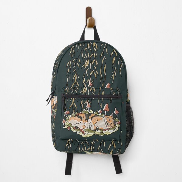 Item preview, Cottagecore Cat Goblincore Sleeping under Willow Tree with Mushrooms designed and sold by LeshanArt.