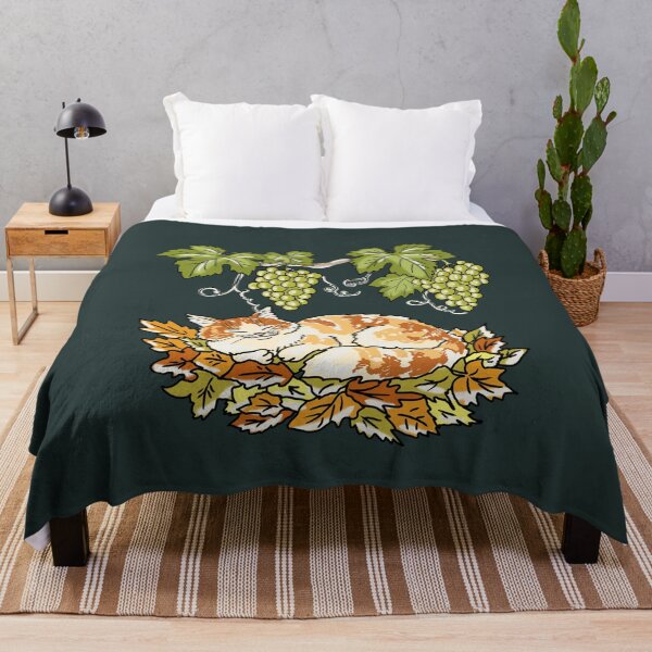 Item preview, Cat Sleeping in Autumn Leaves Whimsical Cottagecore Art designed and sold by LeshanArt.