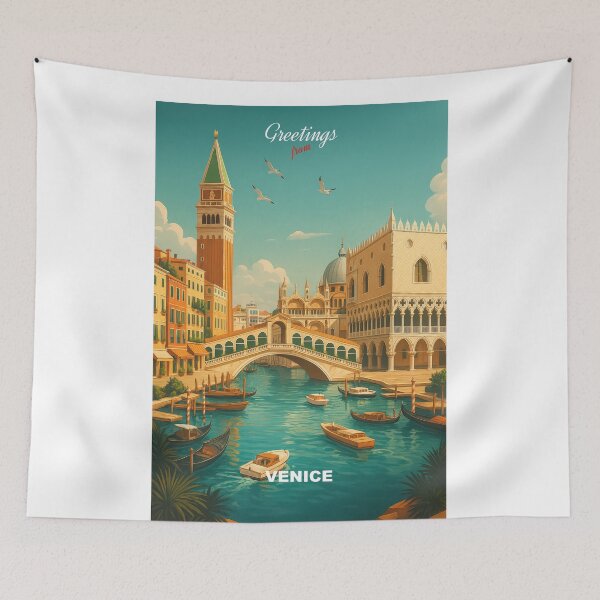 Item preview, Greetings from Venice, Italy - Modern Colorful City View designed and sold by Earth Celebration Designs.