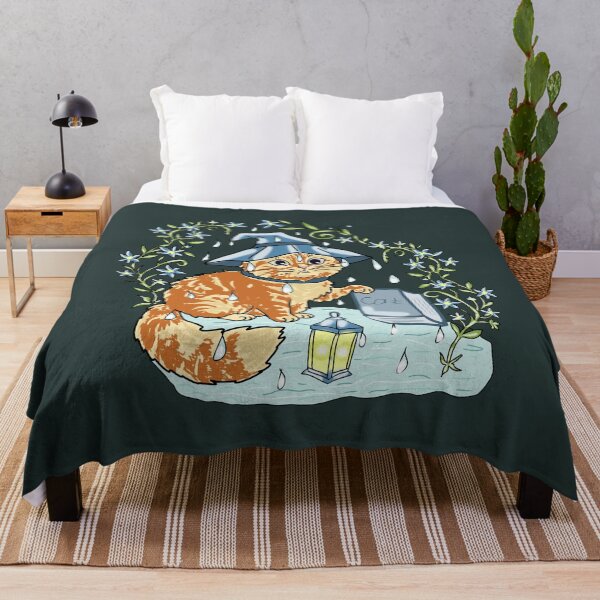Item preview, Cat Book Wizard Whimsical Cottagecore Rain Illustration designed and sold by LeshanArt.