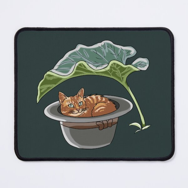 Item preview, Cat in Top Hat under Burdock Leaf Cottagecore Whimsical Art designed and sold by LeshanArt.