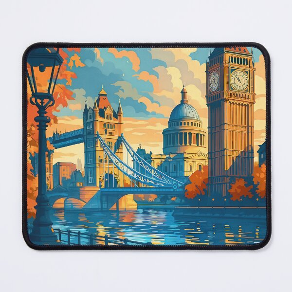 Item preview, London, England Travel Art – Retro Autumn Dreams designed and sold by Earth Celebration Designs.
