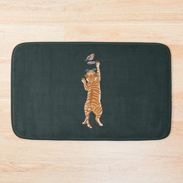 Item preview, Cat Reaching for Robin Bird Whimsical Ginger Tabby Artwork designed and sold by LeshanArt.