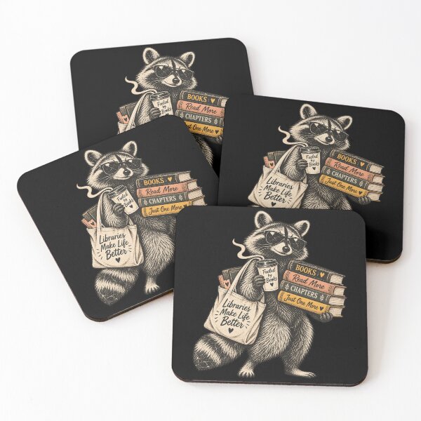 Item preview, Cute Raccoon Reading Books Library Lover Vintage Retro Design designed and sold by JimJefferiesSh.