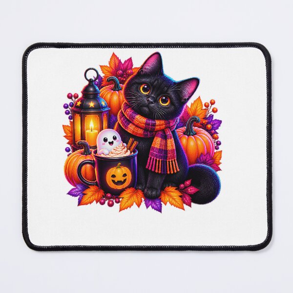 Item preview, Neon Autumn Black Cat Ghost Mug Halloween Cute Animal designed and sold by kimo55.
