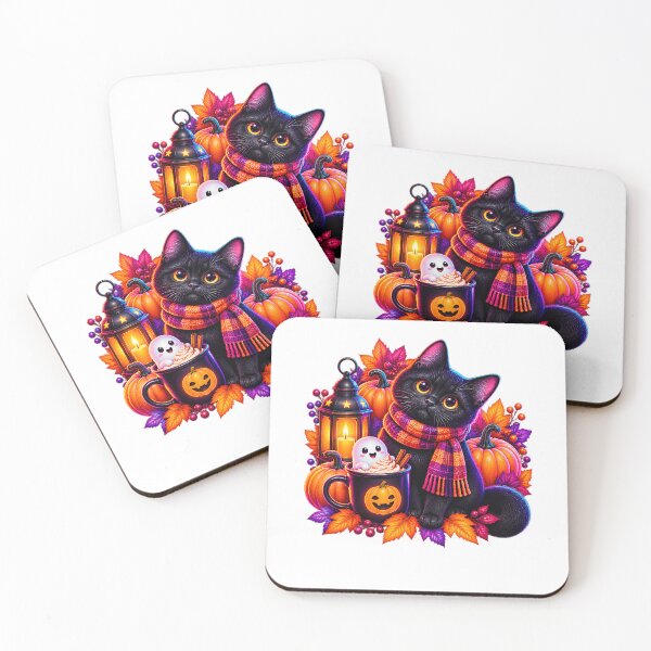 Item preview, Neon Autumn Black Cat Ghost Mug Halloween Cute Animal designed and sold by kimo55.