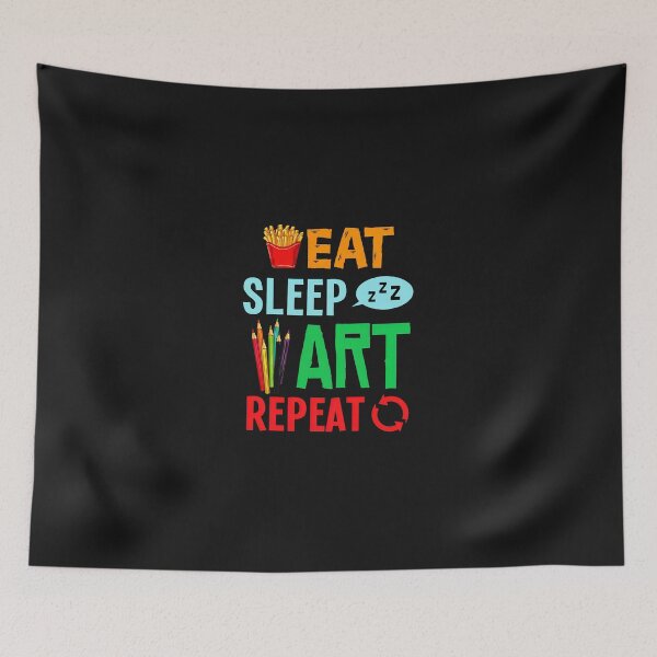 Item preview, Eat Sleep Art Repeat French Fries Pencils Zzz Design designed and sold by YarningsandYear.