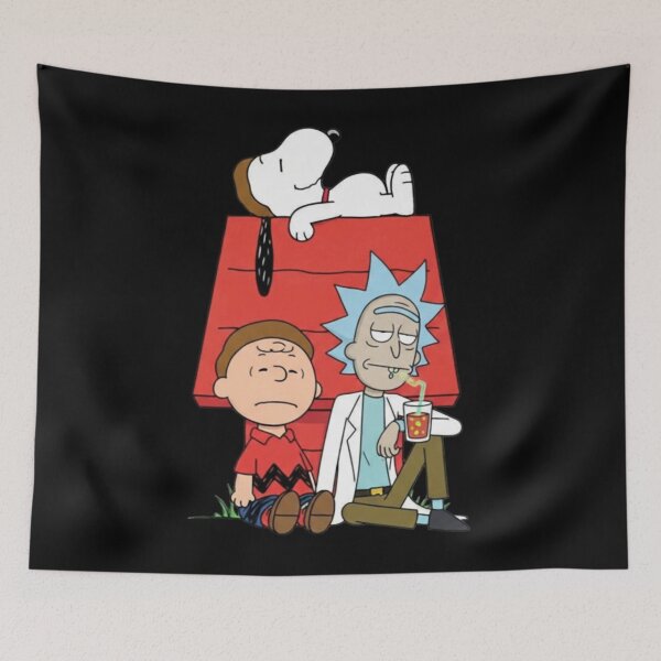 Artikelvorschau, Snoopy mit Rick und Morty entworfen und verkauft von zion28.
