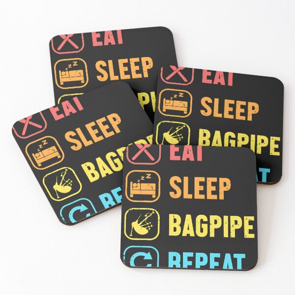 Item preview, Eat Sleep Bagpipe Repeat Vintage Retro Icon Design designed and sold by YarningsandYear.