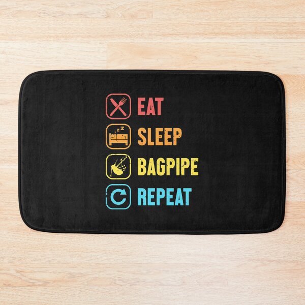 Item preview, Eat Sleep Bagpipe Repeat Vintage Retro Icon Design designed and sold by YarningsandYear.