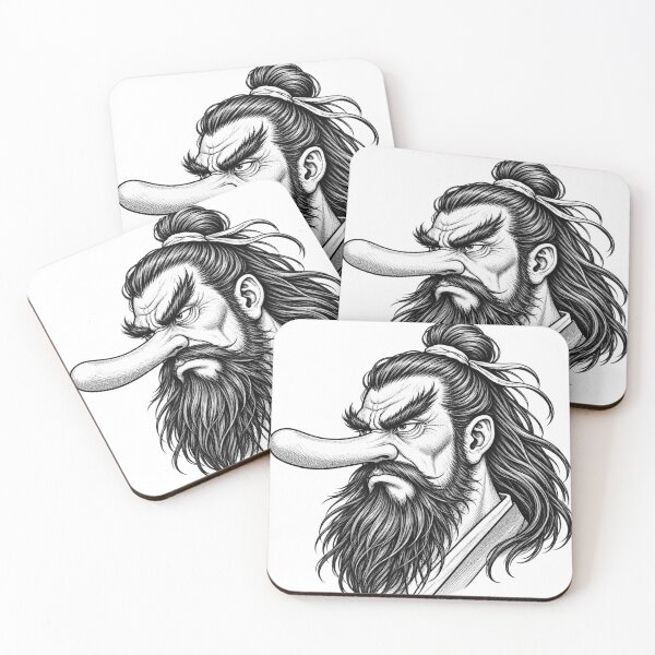 Item preview, Tengu Yokai – Japanese Folklore Black Ink Portrait designed and sold by onubi.