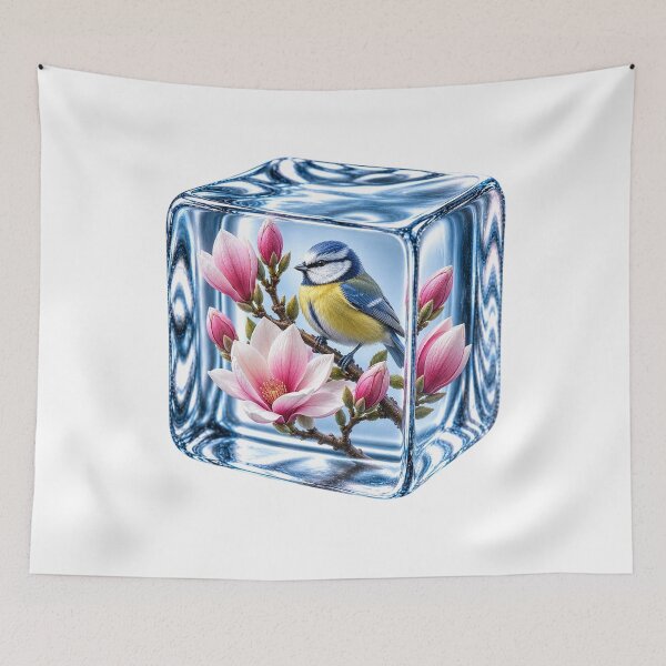 Item preview, Blue Tit in Ice Cube with Magnolia Blossoms designed and sold by MichalHau.