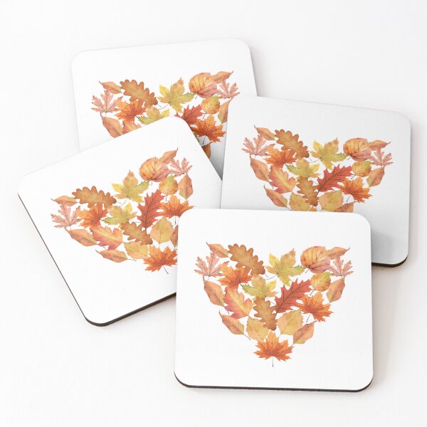 Item preview, Autumn Leaf Heart Watercolour Print Fall Foliage Heart Shape designed and sold by HYPNK.