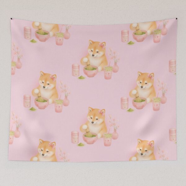 Item preview, Shiba Inu Matcha Tea Pink Sakura Design designed and sold by QuicksandCase.