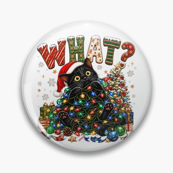 Item preview, What Black Cat Tangled Christmas Lights Funny Holiday designed and sold by varin-studio.
