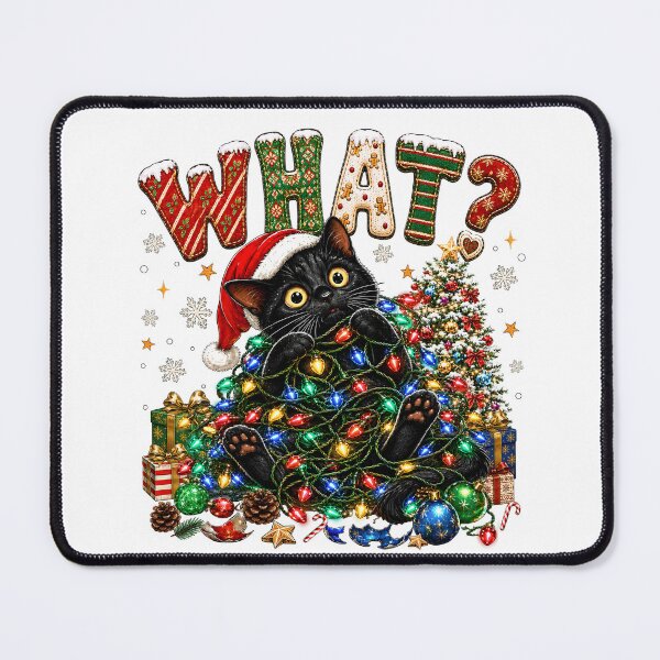 Item preview, What Black Cat Tangled Christmas Lights Funny Holiday designed and sold by varin-studio.