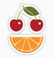 Cherry Orange Fruit Smiley Face Sticker