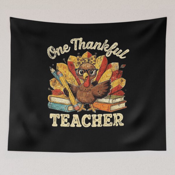 Item preview, One Thankful Teacher Cute Turkey Fall Thanksgiving Design designed and sold by CaChimShop.