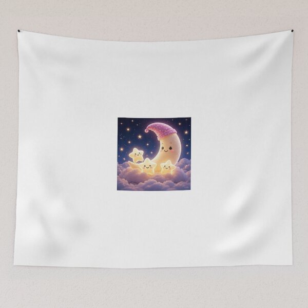 Item preview, Cute Moon with Kawaii Stars designed and sold by ThilankaDesign.
