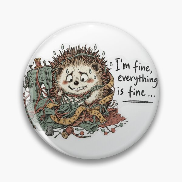 Item preview, I’m Fine Everything Is Fine – Funny Hedgehog Sewing Disaster designed and sold by digital.stickerperso.com.