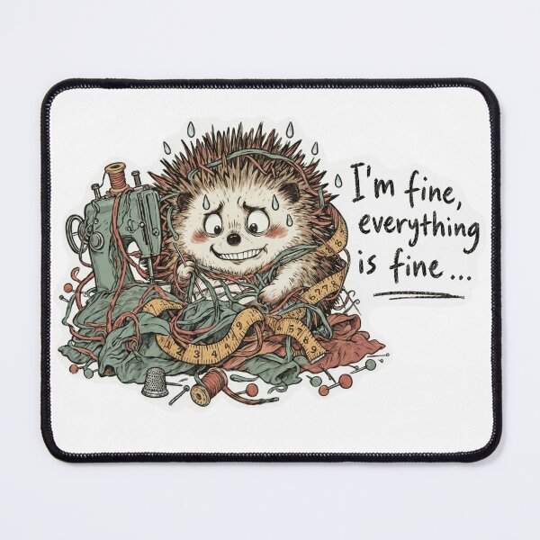Item preview, I’m Fine Everything Is Fine – Funny Hedgehog Sewing Disaster designed and sold by digital.stickerperso.com.