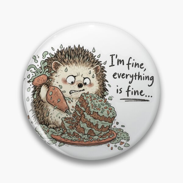 Item preview, I’m Fine Everything Is Fine – Funny Hedgehog Baking Disaster designed and sold by digital.stickerperso.com.