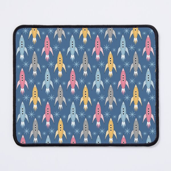 Item preview, Mid Century Modern Rockets and Stars on Navy Blue designed and sold by Pinkdeer Designs.