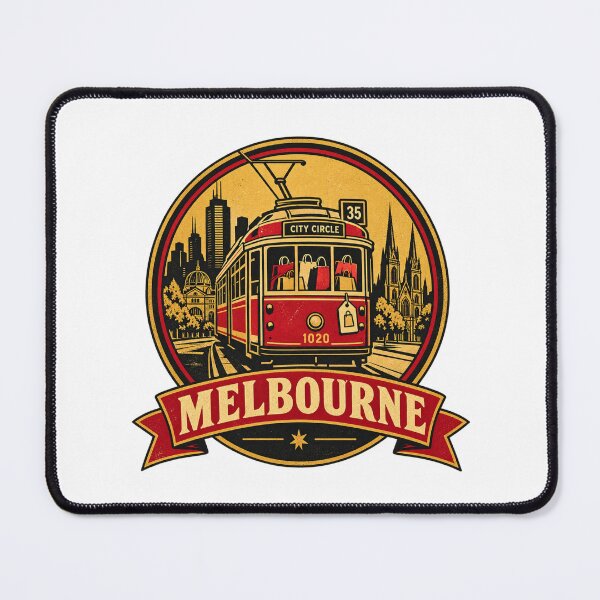 Item preview, Melbourne Black Friday Shirt – Retro Tram Shopping Badge Design designed and sold by Globalcitytees.