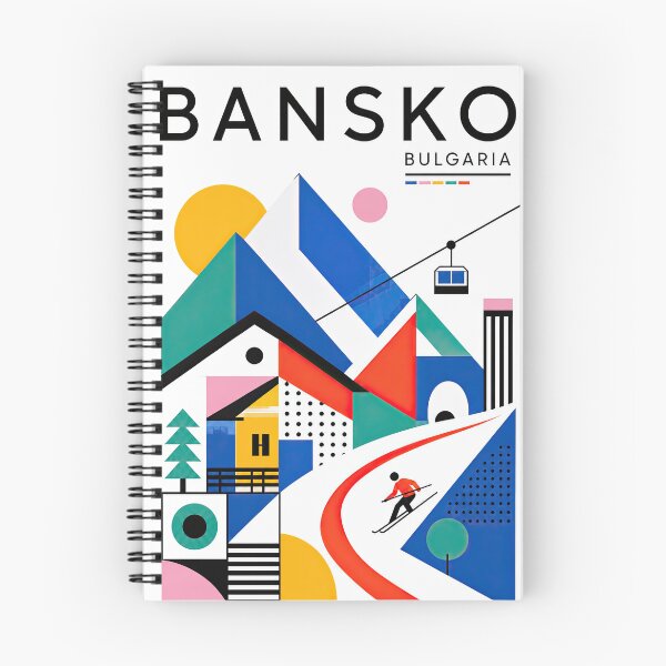 Item preview, Colorful geometric travel poster depicting Bansko, Bulgaria with designed and sold by ckybe.