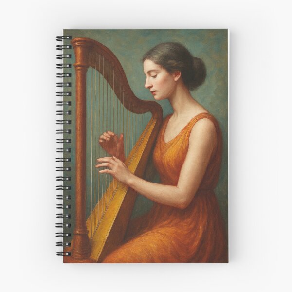 Item preview, Harpist Playing the Harp painting. designed and sold by GalleryKauffeld.