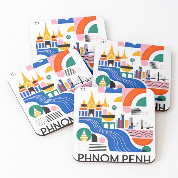 Item preview, Colorful geometric poster celebrating Phnom Penh, Cambodia, with designed and sold by ckybe.