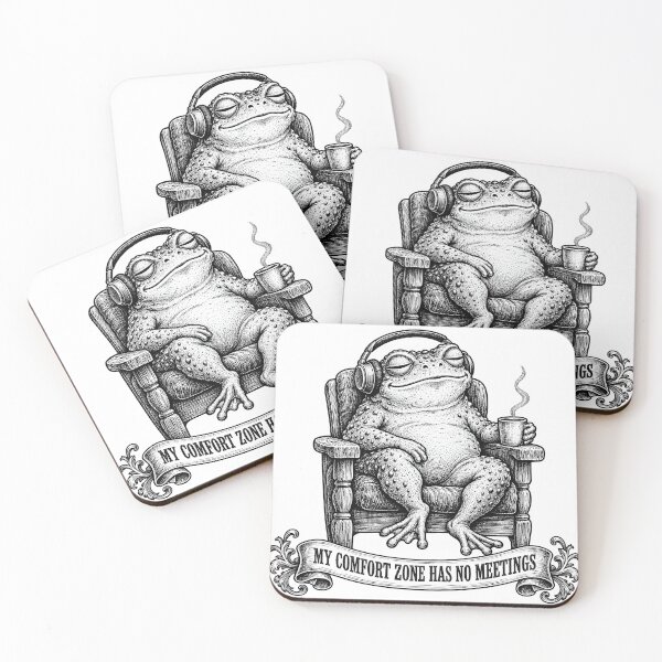 Item preview, Comfort Zone No Meetings Frog Funny Gift designed and sold by InkwellOddity.