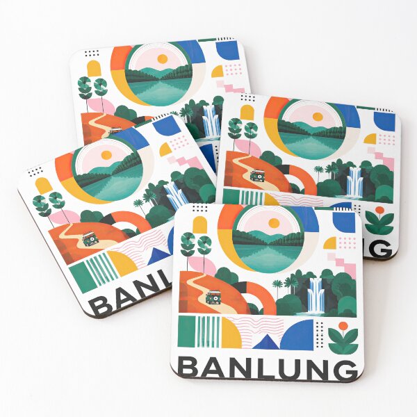 Item preview, Colorful geometric travel poster featuring a lush Cambodian designed and sold by ckybe.