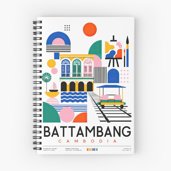 Item preview, Colorful modern graphic poster featuring Battambang Cambodia arc designed and sold by ckybe.