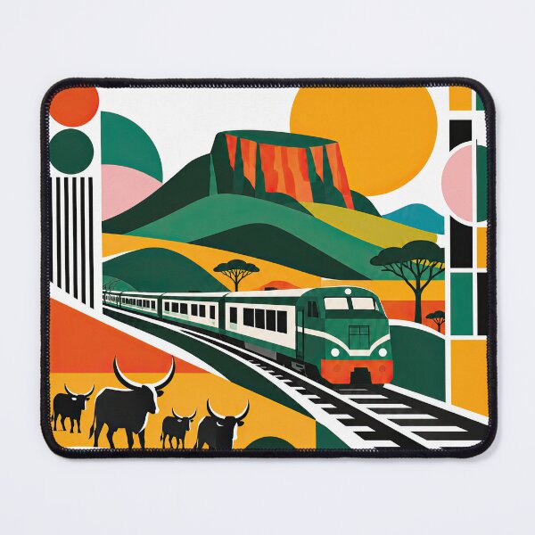 Item preview, Colorful retro travel poster depicting a train crossing designed and sold by ckybe.