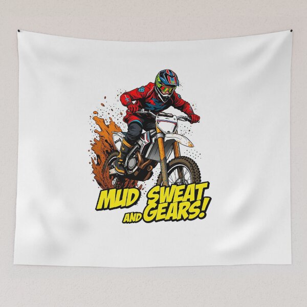 Item preview, Extreme Motocross Rider Splashing Mud Vector Art Graphic Design designed and sold by RevUpDesign.