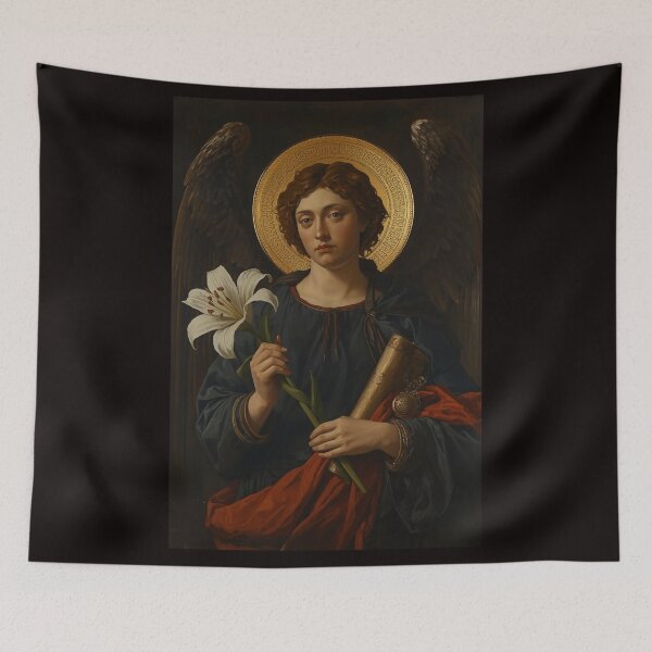 Item preview, Archangel Gabriel Byzantine Gold Leaf Sacred Fine Art designed and sold by VintageManiac.