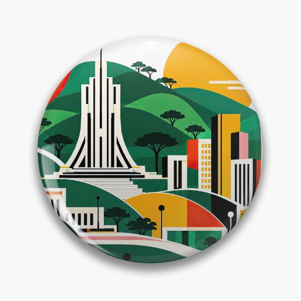 Item preview, Geometric Art Deco illustration of Yaound, Cameroon, featuring designed and sold by ckybe.