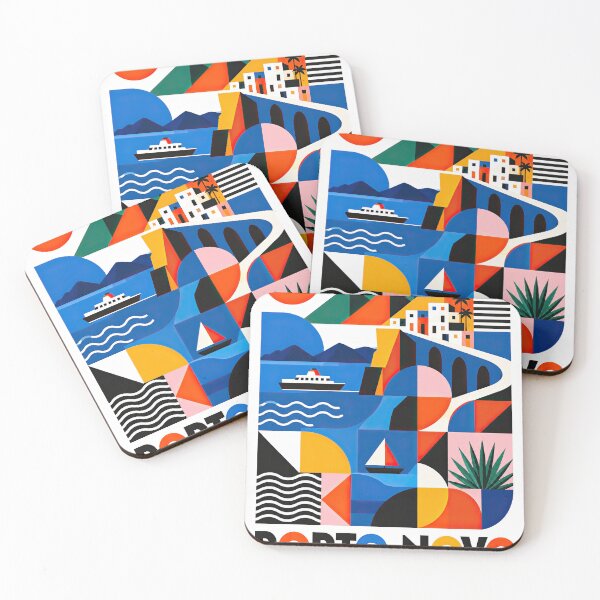 Item preview, Colorful geometric travel poster for Porto Novo, Cape designed and sold by ckybe.