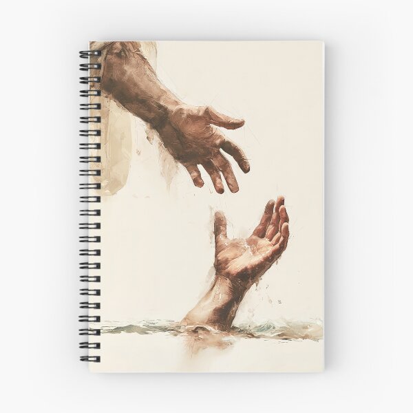Item preview, Jesus Reaching Hand Wall Art, Peter Walking on Water, Jesus Saves Christian Art, Faith and Trust Watercolor designed and sold by FaithArtCrea.